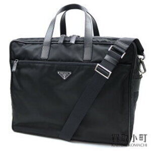 Prada Tessuto Saffiano Leather Nero Black Business Bag Triangle Logo Duffle